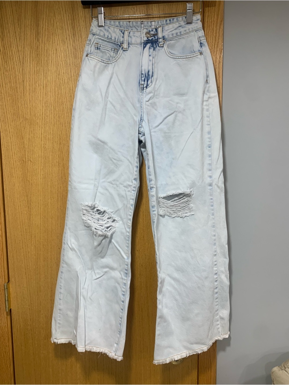 Princess Polly High Waisted Wide Leg Distressed Jeans - Size 0